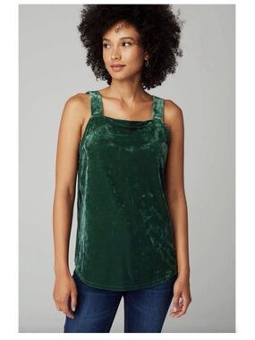 J. Jill crushed velvet wide strap sleeveless green tank top size Large TALL